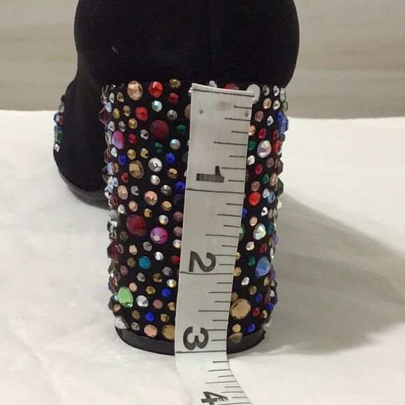 NORKA Black Suede Rhinestone Embellished High Heel Slip-On Pump Shoe NWOT Size 9 - Picture 11 of 11